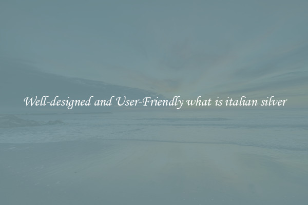 Well-designed and User-Friendly what is italian silver